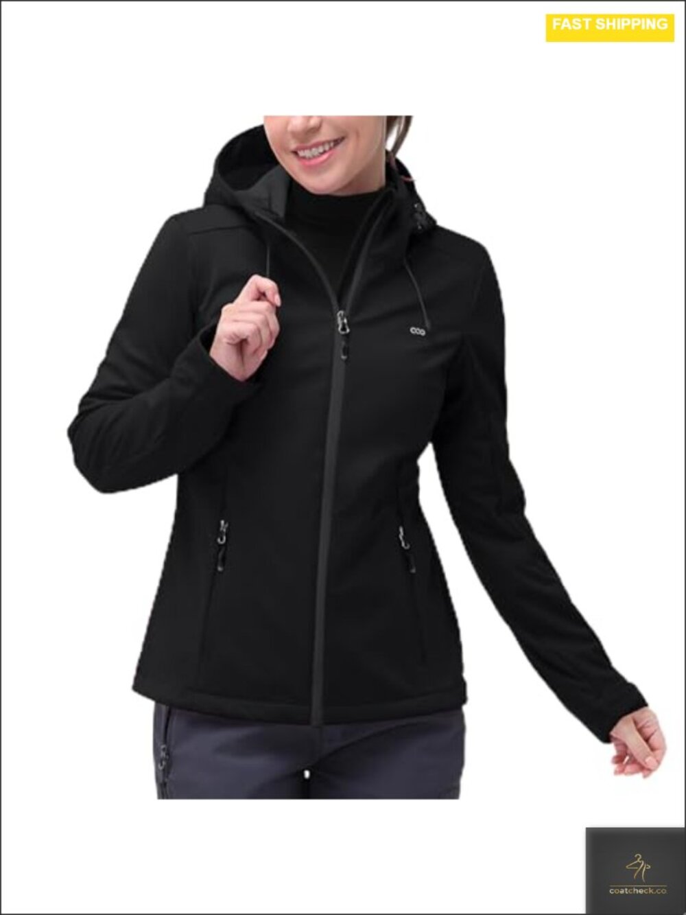 Women's Softshell Jacket Waterproof Lightweight Windbreaker 4-Way Stretch Hooded